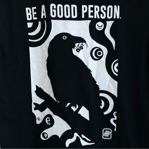 Black and White Graphic Tee with Bird Design  • Small